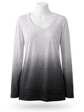 Idealogy Long Sleeve Tunic Tee Tie Dye Grays Size Large EUC